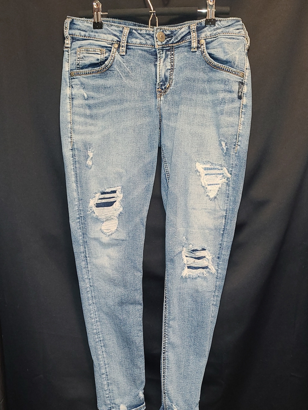 Silver Jeans Light Blue Distressed Skinny Jeans